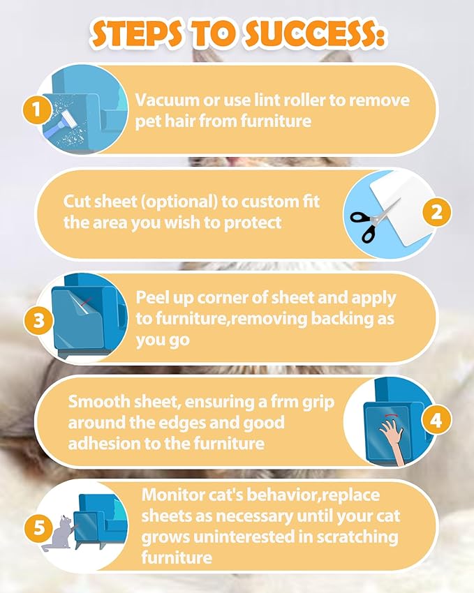 Cat Scratch Couch Furniture Protector: Thickened Protectors Sofa Guard from Cats Scratching - 12 Pack Clear Plastic Sticky Cover Anti Scratch Protection for Couches from Pet Claw