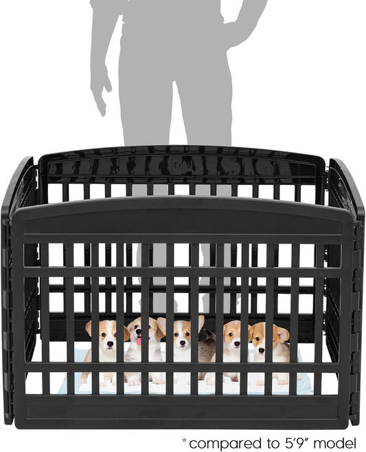 IRIS USA 24" 4-Panel Puppy Playpen, 35 x 35 x 24, Dog Playpen, Dog Play Pen Indoors, Pet Fence, Puppies/Small Dogs, Black