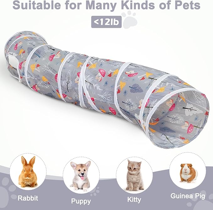 Glittme Cat Tunnel, Cat Tunnels for Indoor Cats, S-Shape Cats Cave with Cat Toys, Foldable Cat Tubes and Tunnels for Cats, Rabbit, Puppy, Guinea Pig