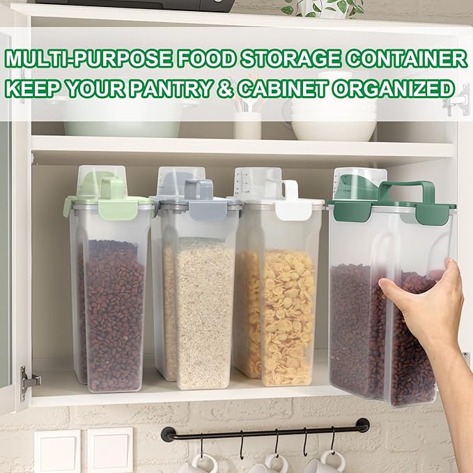 TBMax Cat Dog Food Storage Container 5 to 7 lbs, Secondary Pet Food Storage Beyond a Large Dog Food Bin for Daily Use, Easy-Pouring Bird Seed Dispenser, Travel Kibble Container for Outdoor-Light Green