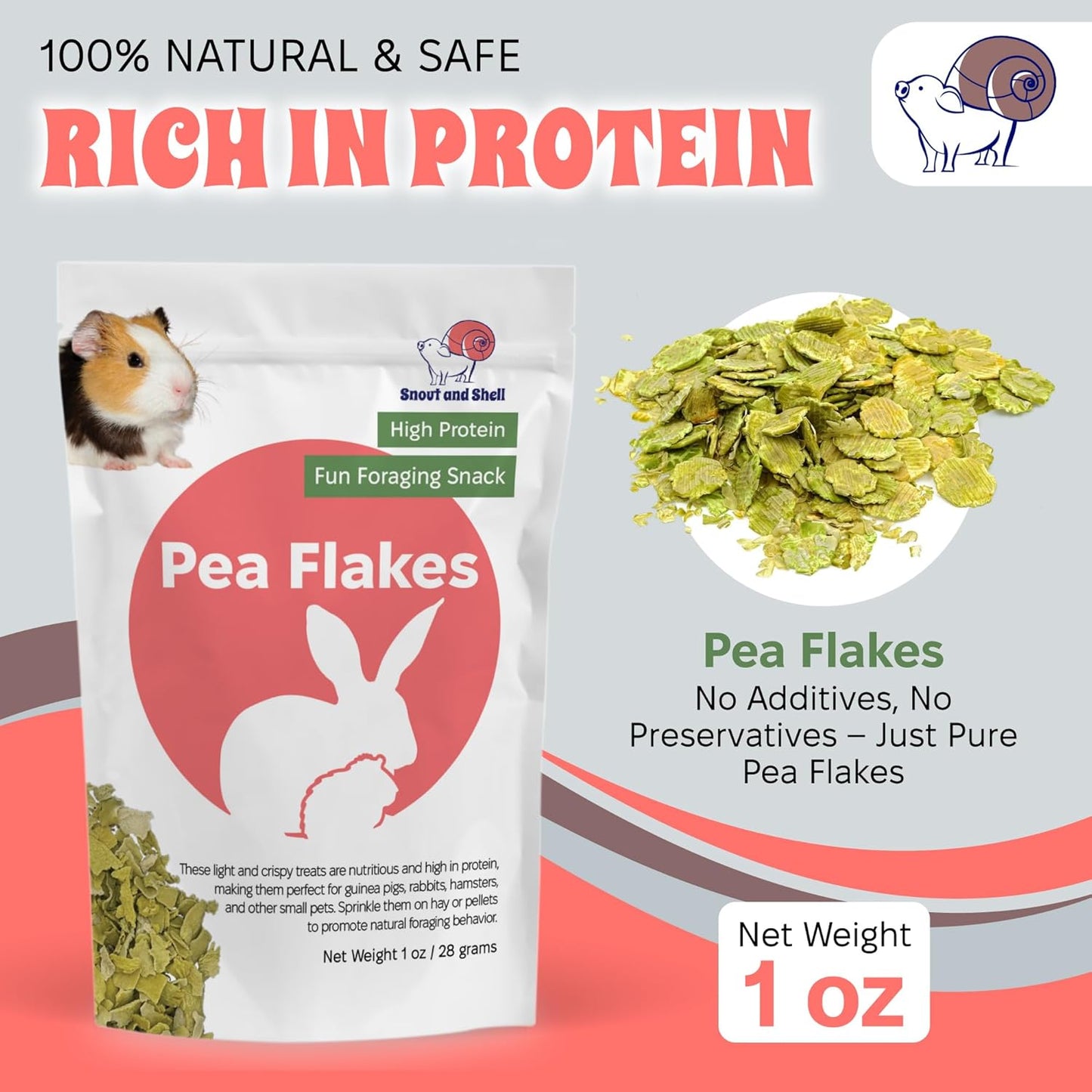 Snout and Shell Small Animal Treats – Pea Flakes, Dandelion Leaf (1oz), Marigold Flowers (0.5oz) – Natural Foraging Snacks for Rabbits, Guinea Pigs, Chinchillas, Hamsters & More