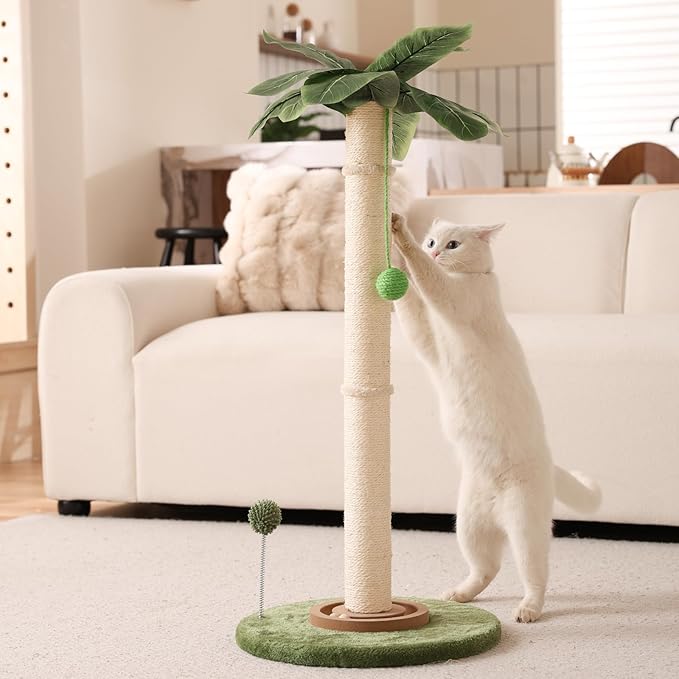 Aplatho Tall cat Scratching Post for Kitten Large Cats, Sturdy cat Scratching Post Cute with Ball Track