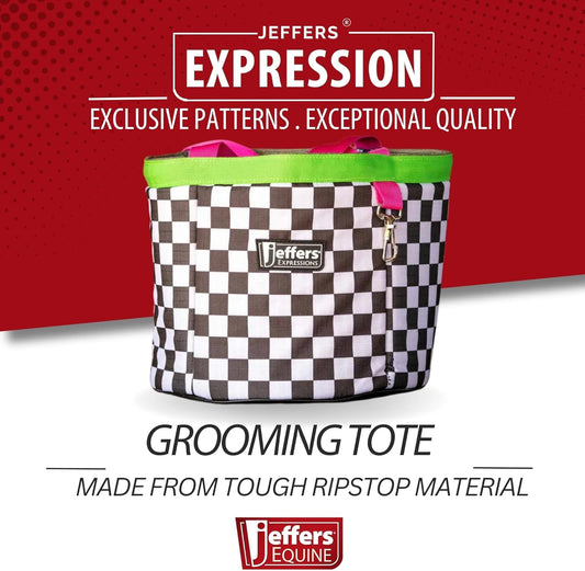 Jeffers Expression Grooming Tote Caddy, Skater Cowgirl - Durable Ripstop Organizer with Pockets for Horse Grooming Tools - Easy Carry Nylon Straps, Compact Storage for Stable, Travel & Equine Supplies
