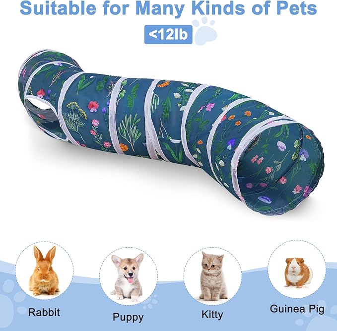 Glittme Cat Tunnel, Cat Tunnels for Indoor Cats, S-Shape Cats Cave with Cat Toys, Foldable Cat Tubes and Tunnels for Cats, Rabbit, Puppy, Guinea Pig