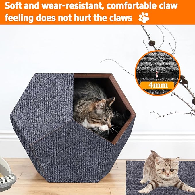 Cat Scratching Mat, Self-Adhesive Cat Scratching Carpet, Trimmable at Scratch Furniture Protector for Cat Tree Shelves, Cat Scratching Post Couch Protector (1PC, 100 * 40CM, Grey) (1PC, Grey)