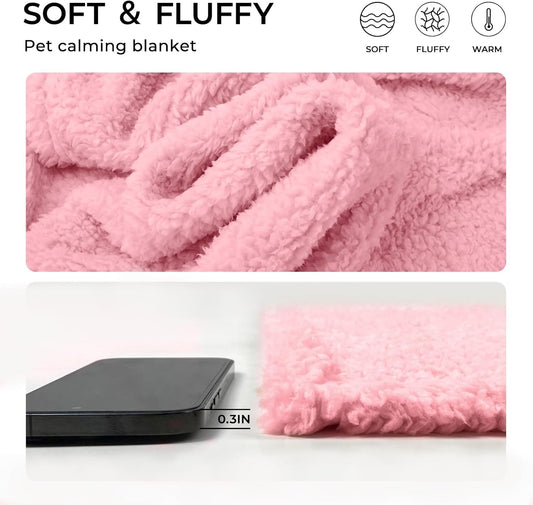 Luciphia 1 Pack 3 Calming Dog Blanket Fluffy Premium Fleece Pet Blankets Soft Sherpa Throw for Dogs Puppy Cat Pink Large (41" x31")