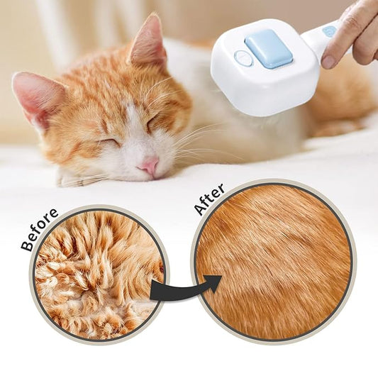 Cat Steam Brush,3 In 1 combs for indoor cats,pet steam brush for shedding,Dog shedding for Long and Short Hair Dogs and Cats Pet Grooming Brush Remove Tangled Loose Hair (Blue)