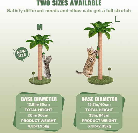 Dohump Cat Scratching Post, 26" Kitten Scratching Post with Premium Sisal Rope, Cute Cat Tree with Dangling and Spring Ball Toys for Indoor Small Cats