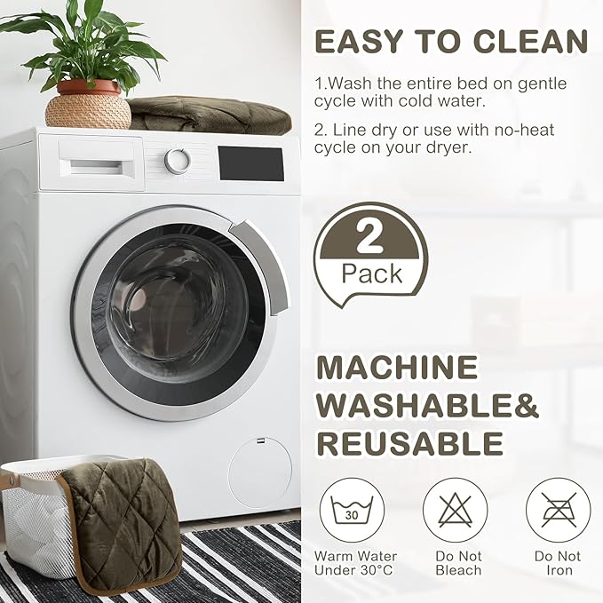 2 Pack Self Heating Cat Mat Self Warming Pet Pads Washable Kennel Mat Dog Crate Pad Reflects Body Heat Non Skid Cat Thermal Pads for Puppy Indoor Outdoor(Brown,16 x 20 Inches)