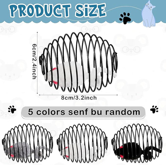 Jecery 5 Pcs Cat Spring Balls Stretchable Springs Toys Rolling Balls Colorful Playful Coils Interactive Spring Action Toy Caged Rats for Kitten Cat Pet Supplies Indoor (Mouse,Black)