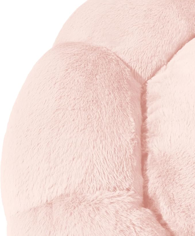 Sherry Kline Pets “Daisy Round” Donut Shape Calming Bed for Dogs and Cats, from Soft Faux Fur, Available in 4 Sizes, Machine Washable