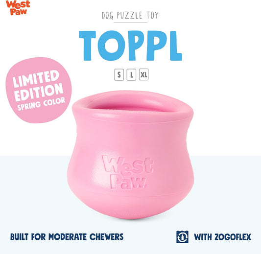 WEST PAW Zogoflex Limited Edition Toppl Treat Dispensing Dog Toy Puzzle – Interactive Chew Toys for Dogs – Dog Toy for Moderate Chewers, Fetch, Catch – Holds Kibble, Treats, X-Large 4.75", Bubblegum