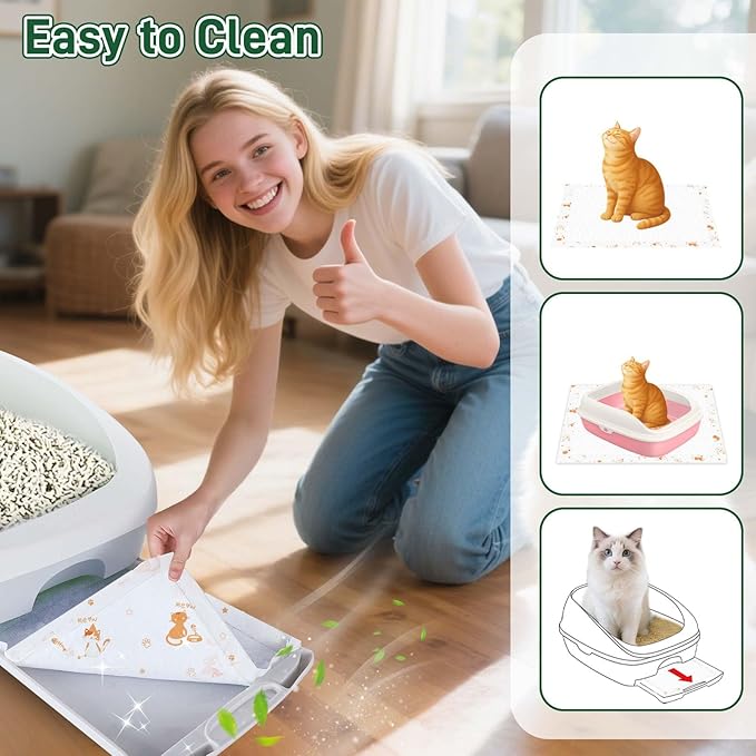 Litter Pads Compatible with Breeze Litter Box System, 100ct Super Absorbent Pee Pads for Cats, Odor Control Cat Pads Refills 16.9 X 11.7 Inch, Unscented