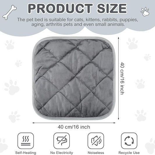 4 Pack Self Heating Cat Pad Self Warming Dog Mat Reflects Body Heat Extra Warm Thermal Pet Pad Washable Dog Cat Bed Crate Bed Mat Blanket(Gray,16 x 16 Inch)