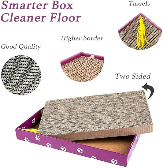 PEEKAB Cat Scratcher Cardboard Wide Scratching Board Reversible Corrugate Cat Scratch Pad with Box Catnip Included Large 3PCS