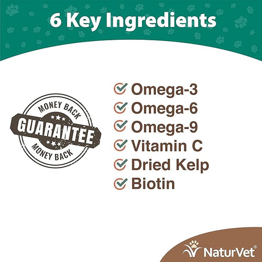 NaturVet Ultimate Skin & Coat Powder Pet Supplement for Dogs & Cats – Includes Omegas 3, 6, 9, Biotin, Vitamins – For Healthy Dog Coats, Cat Skin – Tasty Food Topper for Pets – 4 lbs.