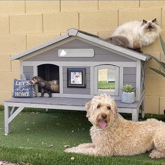 Aivituvin Outdoor Cat House for Outdoor Cats Kitty Shelter with Large Opening Roof,Raise Cat Cage,Waterproof