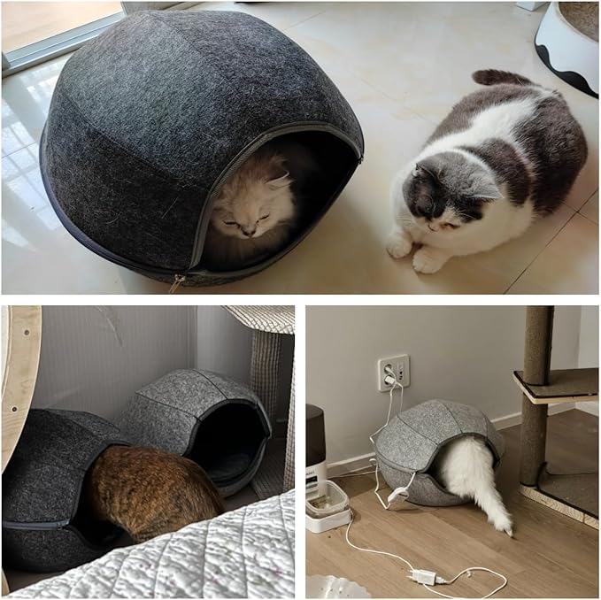 Donut Cat Tunnel Bed Peekaboo Cat Cave for Large Cats Up to 30 Lbs, Kitty Interactive Playing Tent House for Multiple Cats,Detachable,Scratch Resistant (2 in 1 Black, Medium - 20 Inch Diameter)