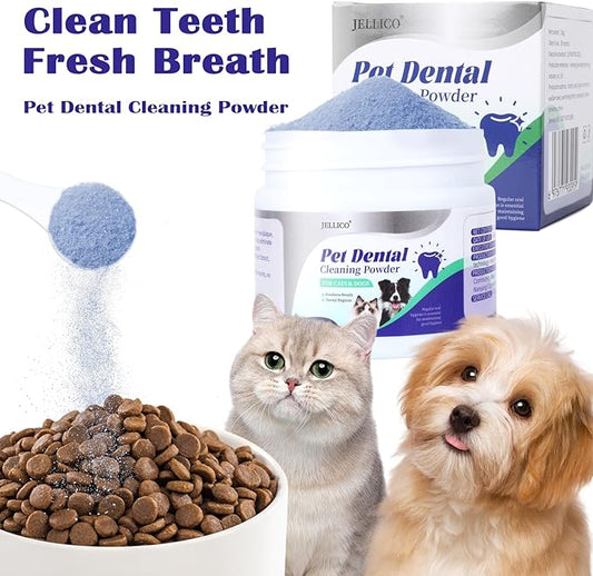 Dog Teeth Cleaning Powder, Dog Dental Powder and Cats Breath Freshener, Bad Breath & Tartar Remover for Pets, Suitable for Large, Medium & Small Canine(Blue)