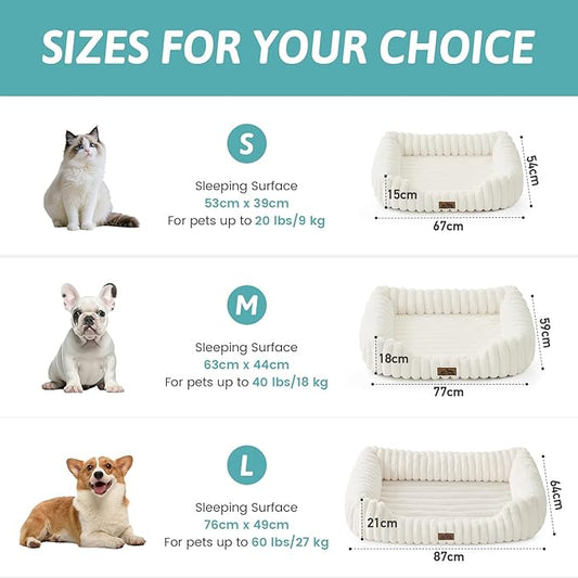Orthopedic Dog Bed for Small Dogs & Medium Dogs - Washable Rectangle Pet Bed with Anti-Slip Bottom, Soft Calming Cat & Puppy Bed for Indoor Pets (30"x23"x7", Cream)