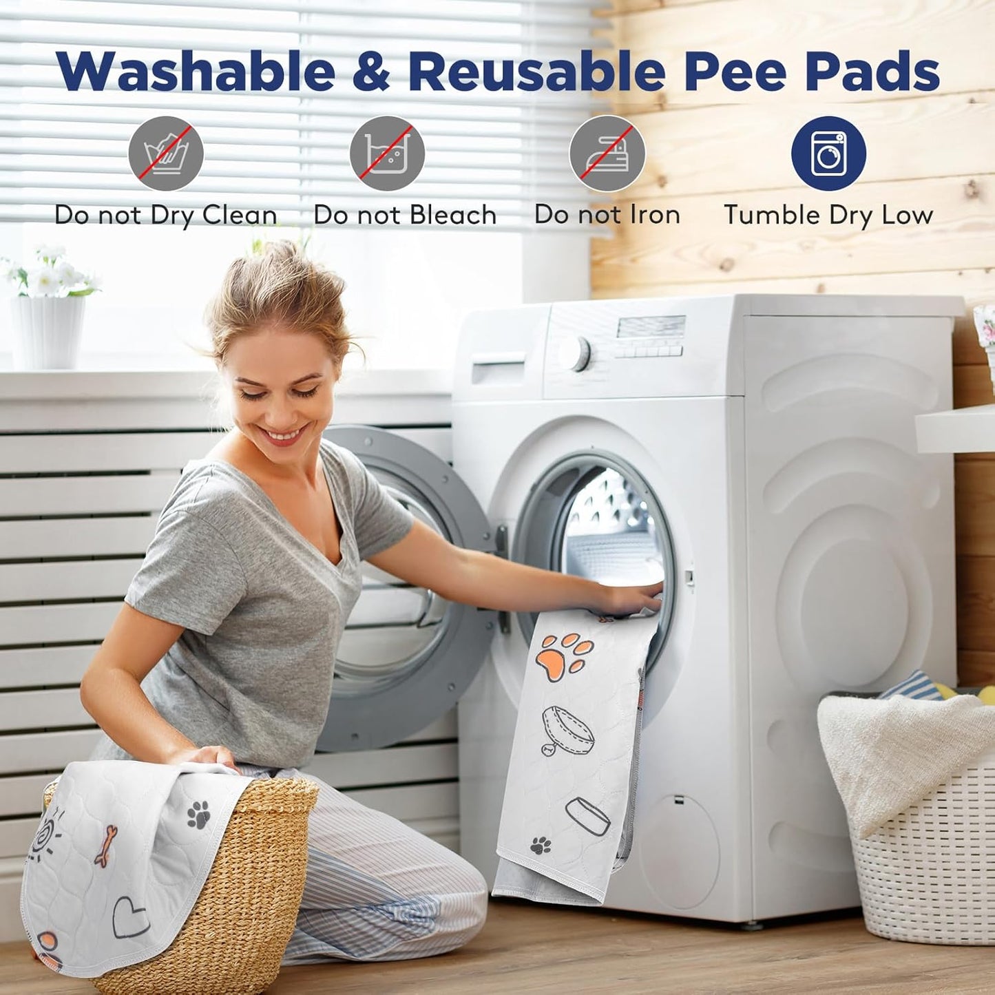 Washable Pee Pads for Dogs, Extra Large 60"x48" Super Absorbent Reusable Training Dog Pads, 100% Waterproof Non-Slip Dog Pee Pads Whelping Pads Dog Playpen Pads Extra Dog Pads Dog Mat Pet Pads