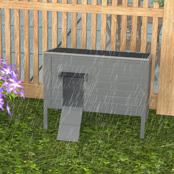 WAYTRIM Outdoor Cat House, Large Feral Outdoor Cat Shelter Insulated Weatherproof with Mat and Hidden Stair All-Round Wood for Multiple Cats 34.5" L*21.5" W*27.2" H