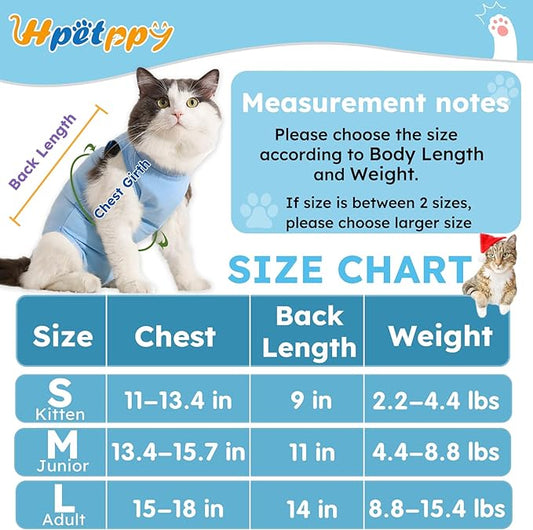 Recovery Suit for Cats After Surgery Soft Breathable Pet Bodysuit E-Collar & Cone Alternative Surgical Suit Kitten Wear Anti Licking Wounds Cat Onesie Cats Neuter Shirt Blue S