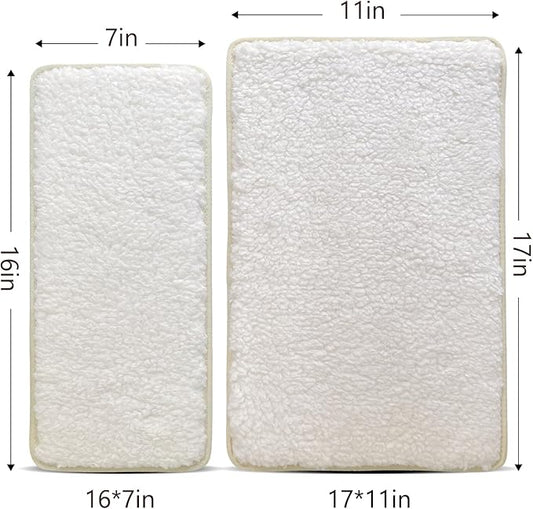 Replacement Pad for Dog Carrier Cat Carrier Pet Carrier, Plush and Rattan Mats, Double-Sided, Dog Bed Mat Crate Mat Kennel Pad 2-Pack 17" * 11"