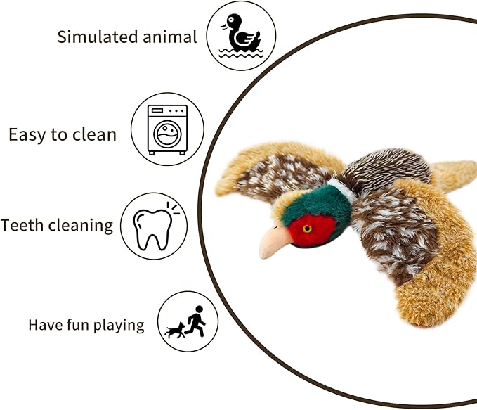 Dog Toys Interactive Pheasant Toy Puzzle and Squeaky, Suitable for Small Medium and Large Dogs Bird Toys, Stuffed Animal Toys for Dog, Plush Toy for Dogs