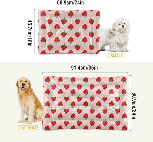 Pet Bed Strawberry Fruit Dog Bed Mat Absorbing Non Slip Pad Pet Sleeping Mat for Small, Medium, and Large Dogs Puppy Cat 36 in x 24 in