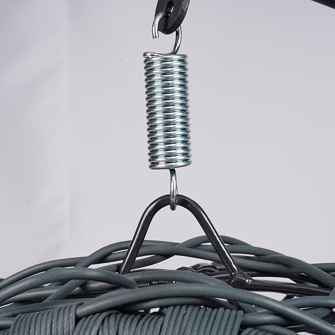 KEIKI Cat Hammock with Stand - Rattan Wicker Swing Bed, Cozy Egg Chair for Cats & Small Dogs, Brown Cushion Included