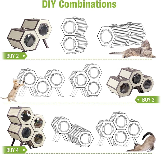 GUTINNEEN Outdoor Cat House, Heated and Insulated Cat Shelter for Winter, Weatherproof Cat Condo with Adjustable Temperature and Time, Feral Cat Patio with Escape Door (3 Sets)