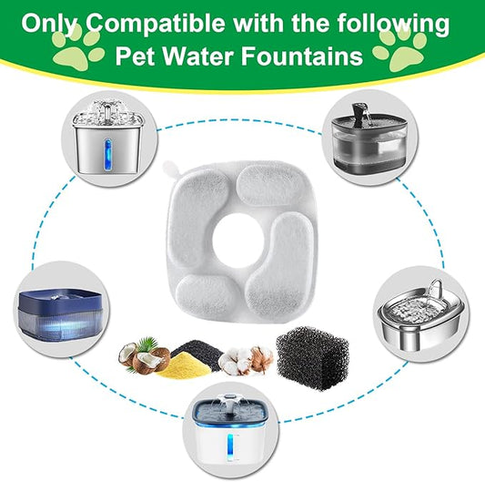 Cat Water Fountain Filter,Pet Fountain Filters compatible with Veken 67oz/2L, 95oz/2.8L and 135oz/4L Dog Water Dispenser,12 Set Cat Fountain Filter Replacement