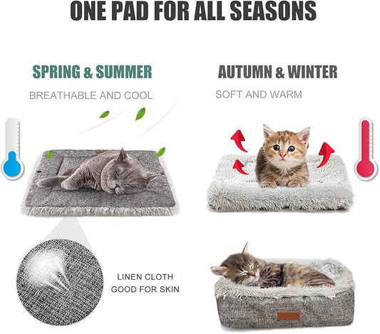 Cat Bed Small Dog Bed, Self Warming Cat Beds Self Heating Cat Dog Mat, Extra Warm Thermal Pet Pad for Indoor Outdoor Pets, Calming Dog Crate Bed Pet Cushion, 23.6x19.7inch