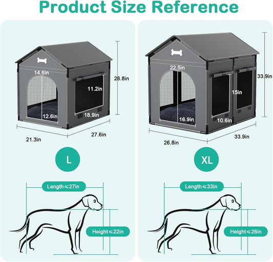 Large Indoor Dog House Dog Kennel Bed Mat with Cushion for Small Medium Large Dogs Cats, Winter Warm Cat Nest Puppy Cave Sofa Pet Products Easy Assembly, 27.6 * 21.3 Inches