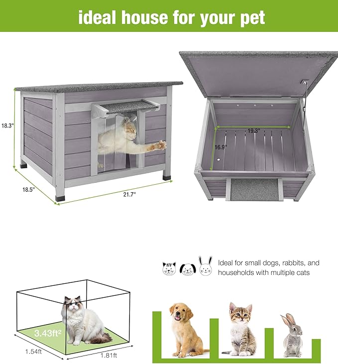 GUTINNEEN Heated Outdoor Cat House with Heating Blanket, Bite-Resistant Wire, Weatherproof Insulated Feral Cat Shelter for Winter