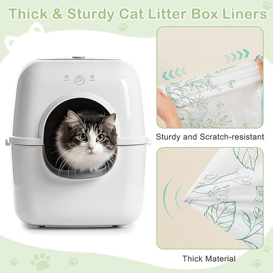 Glittme Cat Litter Box Liners, 120 Count Large Capacity Cat Litter Bags for Automatic Litter Robot 3/4, Thick Cats Kitty Litter Bags with Drawstring