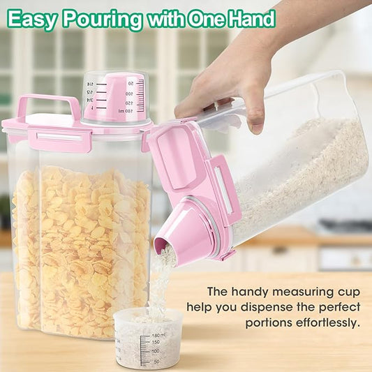 TBMax Rice Storage Container 5 Lbs, Small Airtight Dry Food Container for Flour Cereal Pasta Kitchen Pantry Organization -Red