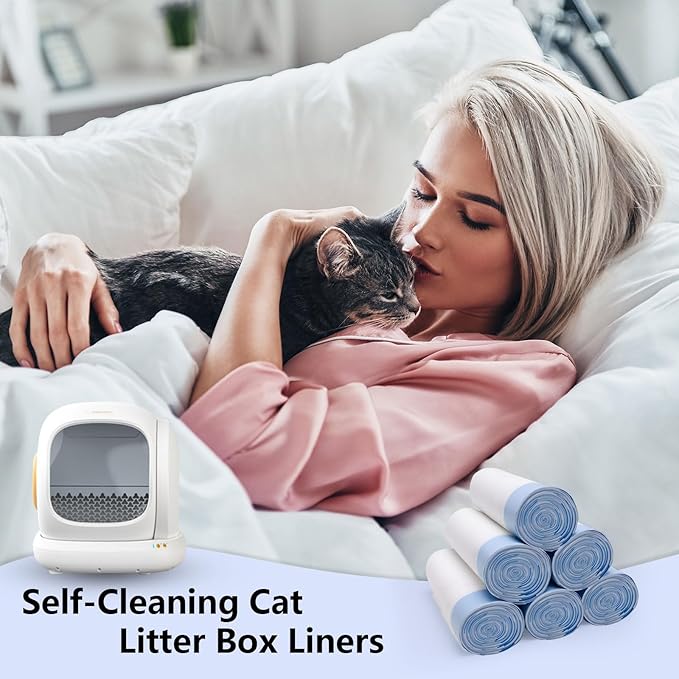 120 Count Self-Cleaning Cat Litter Box Liners Bag, Compatible with MeoWant-SCO1 and MeoWant-SCO2, Thick Heavy Duty Drawstring Replacement Cat Litter Box Liners-18"x 12.6"