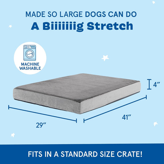 Barkbox Orthopedic Dog Bed with Memory Foam, Premium Comfort for Dogs and Puppies, Dog Bed for Joint Relief and Restful Sleep, Durable and Easy to Clean - Grey, XL