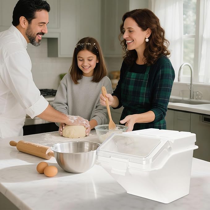 88LB Airtight Flour Storage Container With Scoop for Dry Food, Sugar, Baking Supplies,Rice.BPA Free Ingredient Storage Bin,Pet Food Storage Container Dog Cat Birds Food Bin (88 LB)