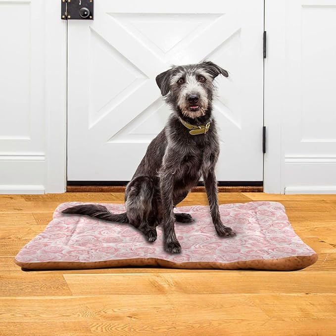Cream Pink Rose Pet Bed Cute Dog Bed Mat Absorbing Non Slip Pad Pet Sleeping Mat for Small, Medium, and Large Dogs Puppy Cat 24 in x 18 in