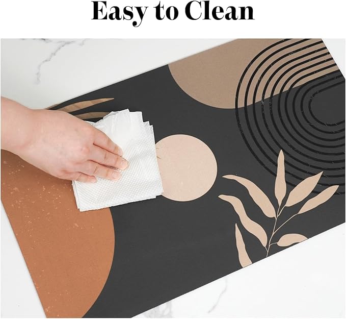 Dog Food Mats for Floors Super Absorbent, Pet Cat Food Mat - Non Slip Dog Bowl Mats for Food and Water, Eco-Friendly Boho Dog Placemats Feeding Mat