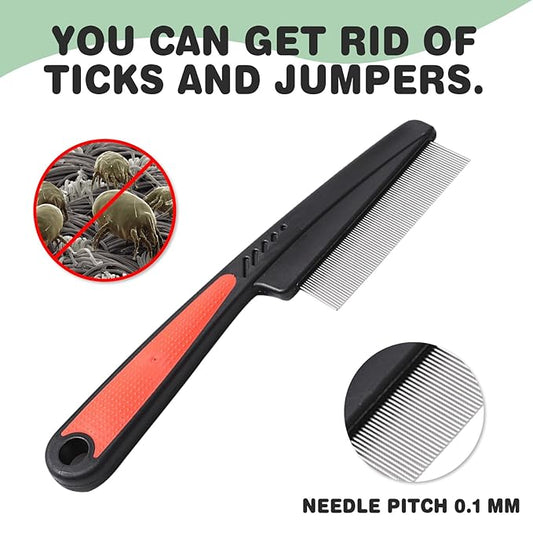 2PCS Flea Comb for Dogs & Cats,flea Comb for Cats with Release Button Self-Cleaning,lice comb for Shedding Pet Hair