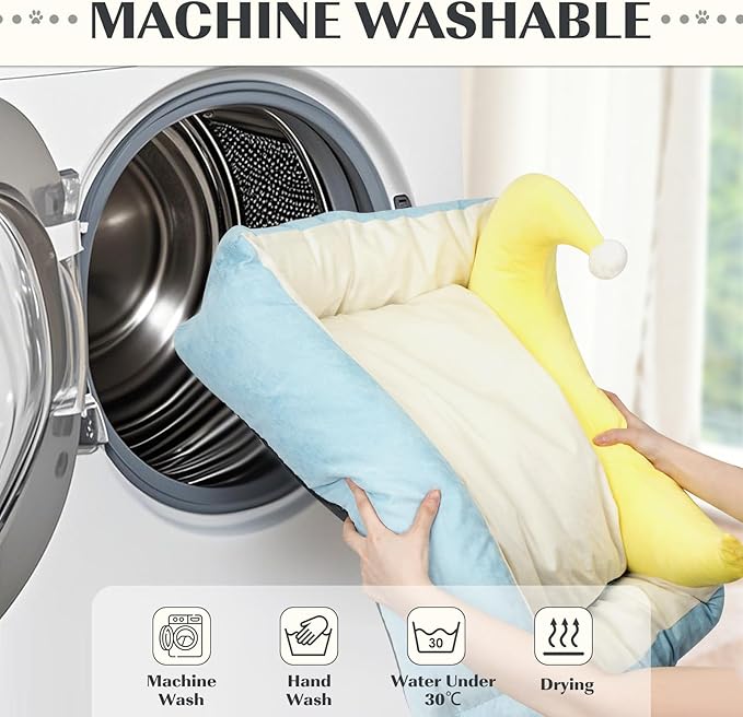 RAIN QUEEN Cat Bed, Cat Beds for Indoor Cats Washable, Orthopedic Fluffy Calming Sleeping Super Soft Plush Pet Bed for Dog and Cat with Anti-Slip Bottom (25.6" x 22.8" x 7.1")