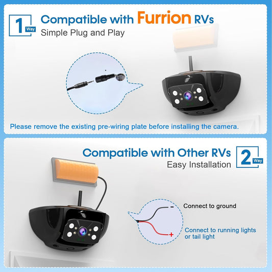 7-Inch Wireless Backup Camera for RV Trailer - HD 1080P Monitor, Night Vision, IP69 Waterproof, Easy Installation Compatible with Furrion, Split Screen 4 Channels Y31