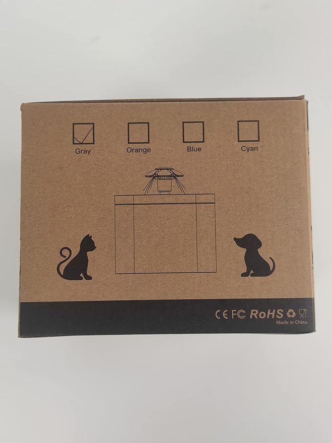 Cat Water Fountain 2 Liter : Cat Fountains for Drinking with Light - Small Pet Water Fountain - Kitty Water Fountain Cute - Cat Fountains for Drinking Easy to Clean - Including 4 Filters + 2 Sponges