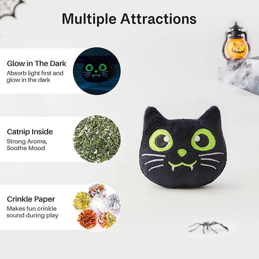 Potaroma 4 Pcs Cat Toys with Catnip Crinkle Sound, Glow in The Dark, Interactive Indoor Kitten Kicker Exercise Toys 4.0 Inches for All Breeds