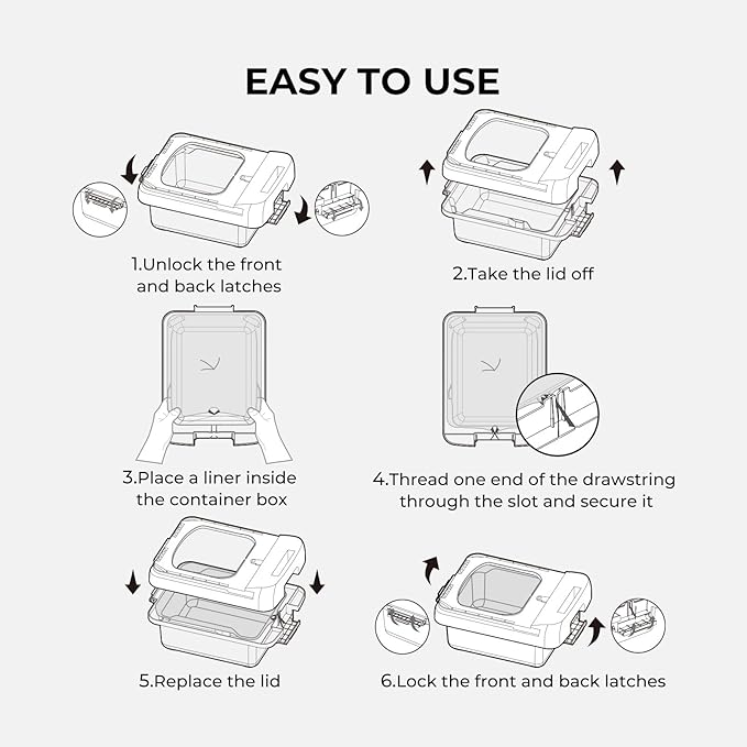 60 Pack Easy-Pull Cat Litter Box Liners Replacement Compatible with Autoscooper 11 Self Cleaning Litter Box and Most Automatic Litter Boxes