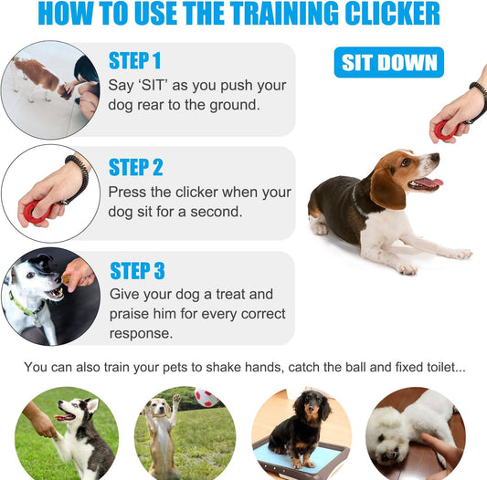 Dog Clicker for Training, 2 Pack Dog Training Clicker, Clicker Dog Training with Wrist Strap, Pet Training Clicker, Perfect for Dog Cat Puppies Behavioral Training (Red and Yellow)